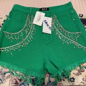 Blue B Green Embellished Jean Shorts
